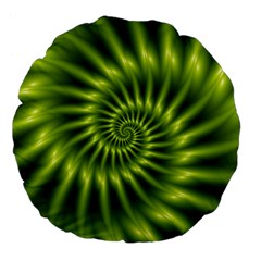 Glossy Lime Green Spiral Fractal  Large 18  Premium Flano Round Cushion  from ArtsNow.com Front