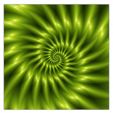 Glossy Lime Green Spiral Fractal  Large Satin Scarf (Square) from ArtsNow.com Front