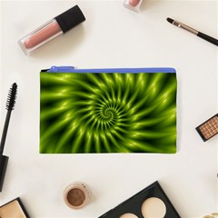 Glossy Lime Green Spiral Fractal  Cosmetic Bag (XS) from ArtsNow.com Front