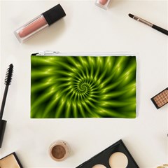 Glossy Lime Green Spiral Fractal  Cosmetic Bag (XS) from ArtsNow.com Front