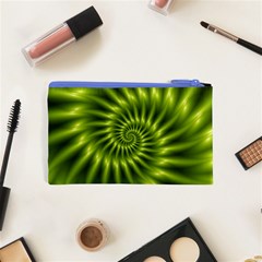 Glossy Lime Green Spiral Fractal  Cosmetic Bag (XS) from ArtsNow.com Back