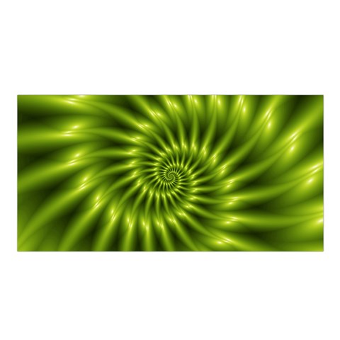 Glossy Lime Green Spiral Fractal  Satin Shawl from ArtsNow.com Front