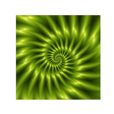 Glossy Lime Green Spiral Fractal  Small Satin Scarf (Square) from ArtsNow.com Front