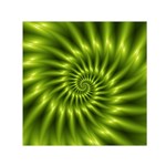 Glossy Lime Green Spiral Fractal  Small Satin Scarf (Square)