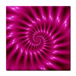 Glossy Hot Pink Fractal Spiral Tile Coaster