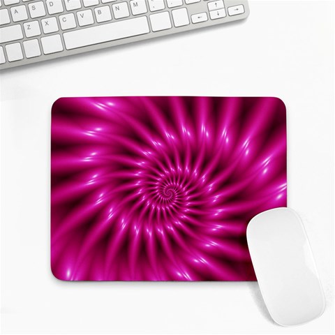 Glossy Hot Pink Fractal Spiral Small Mousepad from ArtsNow.com Front