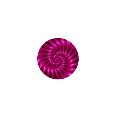 Glossy Hot Pink Fractal Spiral 1  Mini Button from ArtsNow.com Front