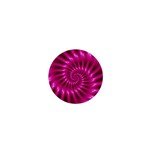 Glossy Hot Pink Fractal Spiral 1  Mini Button