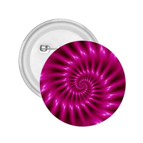 Glossy Hot Pink Fractal Spiral 2.25  Button from ArtsNow.com Front