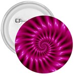 Glossy Hot Pink Fractal Spiral 3  Button