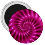 Glossy Hot Pink Fractal Spiral 3  Magnet