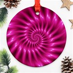 Glossy Hot Pink Fractal Spiral Ornament (Round)