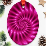 Glossy Hot Pink Fractal Spiral Ornament (Oval)