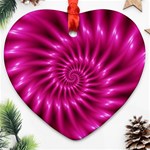 Glossy Hot Pink Fractal Spiral Ornament (Heart)