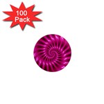 Glossy Hot Pink Fractal Spiral 1  Mini Magnet (100 pack) 