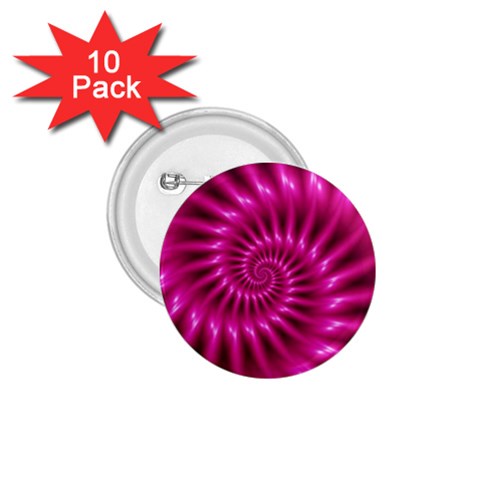 Glossy Hot Pink Fractal Spiral 1.75  Button (10 pack)  from ArtsNow.com Front