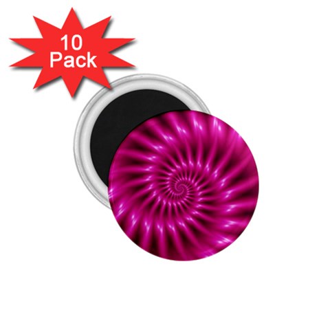 Glossy Hot Pink Fractal Spiral 1.75  Magnet (10 pack)  from ArtsNow.com Front