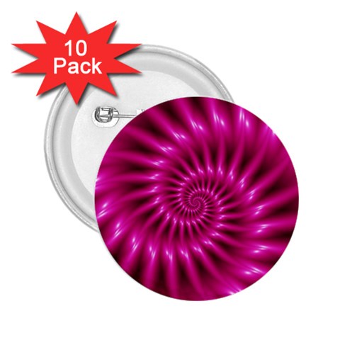 Glossy Hot Pink Fractal Spiral 2.25  Button (10 pack) from ArtsNow.com Front