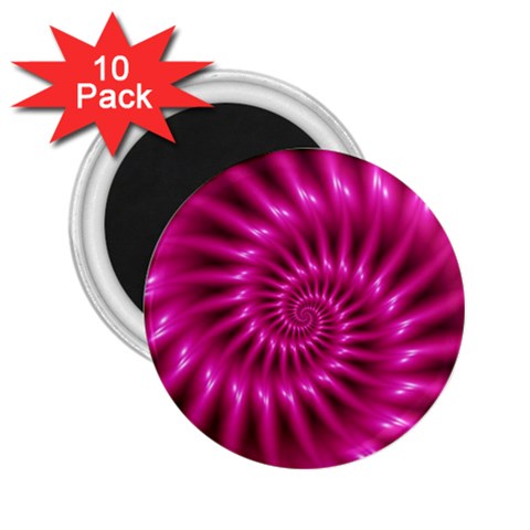 Glossy Hot Pink Fractal Spiral 2.25  Magnet (10 pack) from ArtsNow.com Front