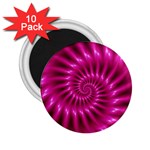 Glossy Hot Pink Fractal Spiral 2.25  Magnet (10 pack)