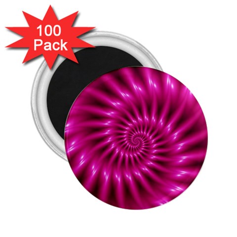 Glossy Hot Pink Fractal Spiral 2.25  Magnet (100 pack)  from ArtsNow.com Front