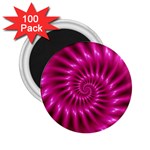 Glossy Hot Pink Fractal Spiral 2.25  Magnet (100 pack) 