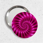 Glossy Hot Pink Fractal Spiral 2.25  Handbag Mirror