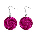 Glossy Hot Pink Fractal Spiral 1  Button Earrings