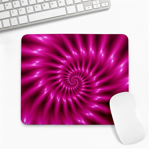 Glossy Hot Pink Fractal Spiral Large Mousepad from ArtsNow.com Front