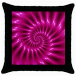 Glossy Hot Pink Fractal Spiral Throw Pillow Case (Black)