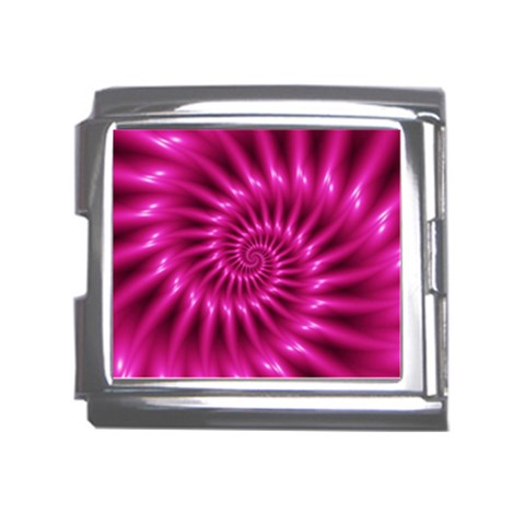 Glossy Hot Pink Fractal Spiral Mega Link Italian Charm (18mm) from ArtsNow.com Front