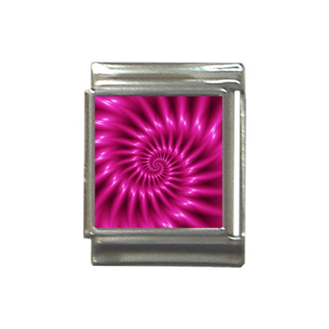 Glossy Hot Pink Fractal Spiral Italian Charm (13mm) from ArtsNow.com Front