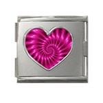 Glossy Hot Pink Fractal Spiral Mega Link Heart Italian Charm (18mm)