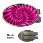 Glossy Hot Pink Fractal Spiral Money Clip (Oval)