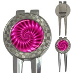 Glossy Hot Pink Fractal Spiral 3-in-1 Golf Divot