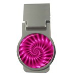 Glossy Hot Pink Fractal Spiral Money Clip (Round)