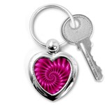 Glossy Hot Pink Fractal Spiral Key Chain (Heart)