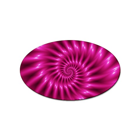 Glossy Hot Pink Fractal Spiral Sticker (Oval) from ArtsNow.com Front