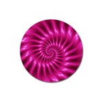 Glossy Hot Pink Fractal Spiral Magnet 3  (Round)