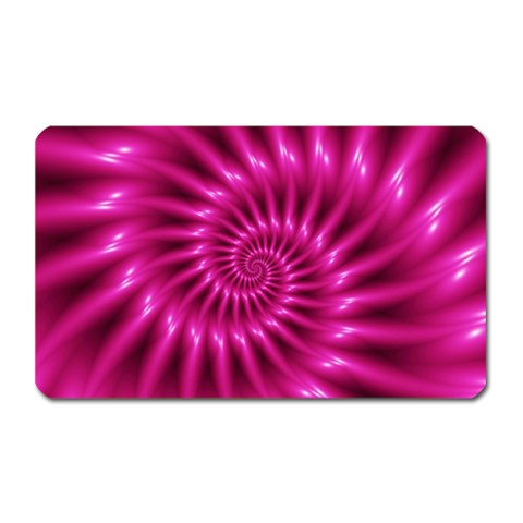 Glossy Hot Pink Fractal Spiral Magnet (Rectangular) from ArtsNow.com Front