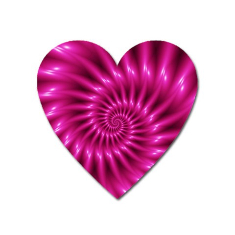 Glossy Hot Pink Fractal Spiral Magnet (Heart) from ArtsNow.com Front