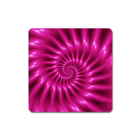 Glossy Hot Pink Fractal Spiral Magnet (Square) from ArtsNow.com Front