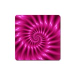 Glossy Hot Pink Fractal Spiral Magnet (Square)