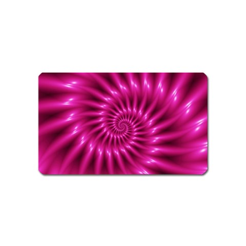 Glossy Hot Pink Fractal Spiral Magnet (Name Card) from ArtsNow.com Front