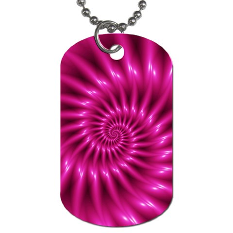 Glossy Hot Pink Fractal Spiral Dog Tag (One Side) from ArtsNow.com Front