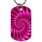 Glossy Hot Pink Fractal Spiral Dog Tag (One Side)