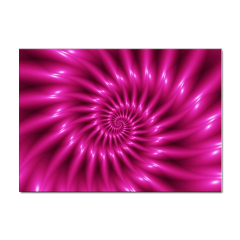 Glossy Hot Pink Fractal Spiral Sticker A4 (10 pack) from ArtsNow.com Front