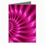 Glossy Hot Pink Fractal Spiral Greeting Card