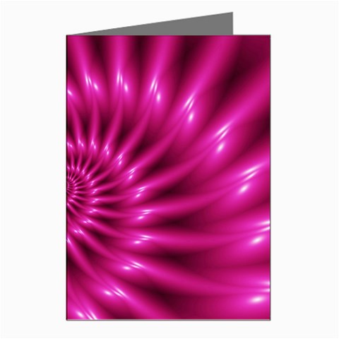 Glossy Hot Pink Fractal Spiral Greeting Cards (Pkg of 8) from ArtsNow.com Left