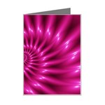 Glossy Hot Pink Fractal Spiral Mini Greeting Card